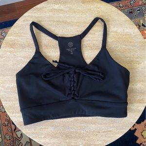 Year of Ours x SoulCycle - Black Lace Up Sports Bra Top  - XS